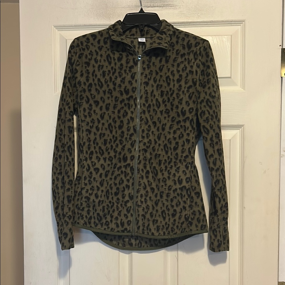 Old Navy Fleece Jacket Size Small Green Animal Print